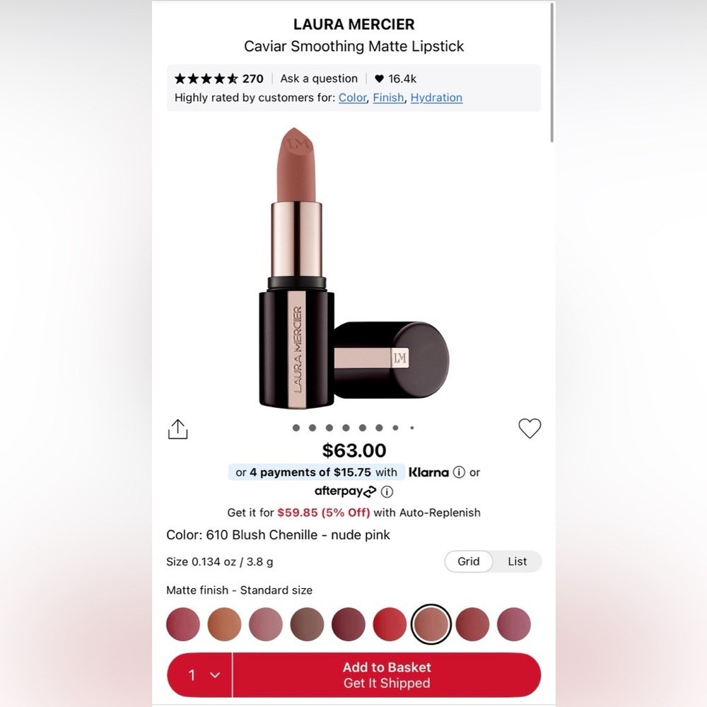 Laura Mercier Caviar Smoothing Matte Lipstick